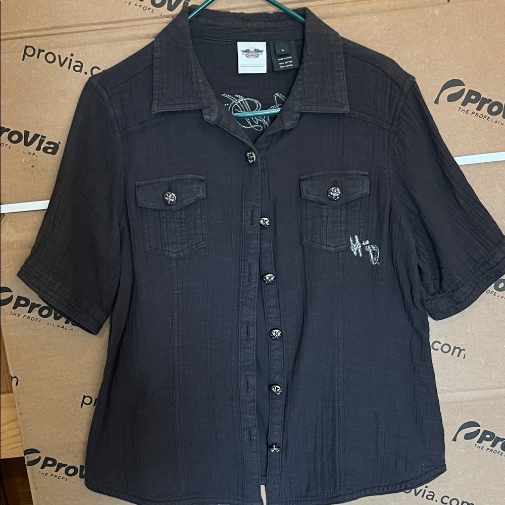 Harley-Davidson Black Casual Button-Down Shirt